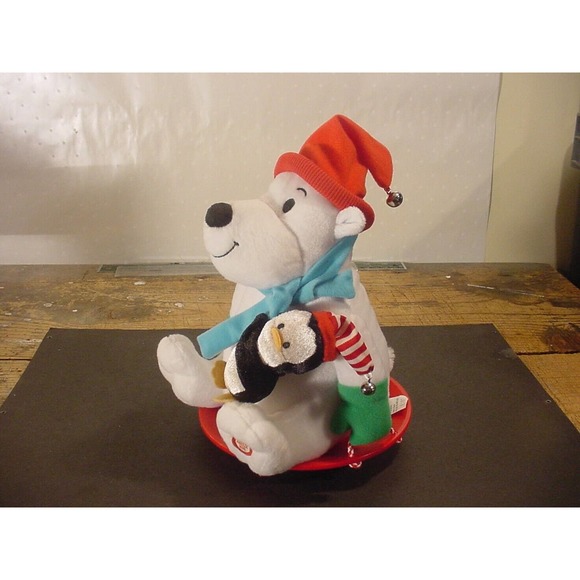 HALLMARK Snowtime Pals Plush Polar Bear and Penguin on Sled - Sings & Rocks - 2 - Picture 3 of 6